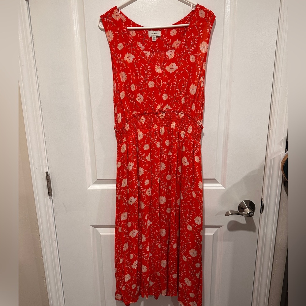 Lucky Brand Red Sleeveless Sundress Maxi